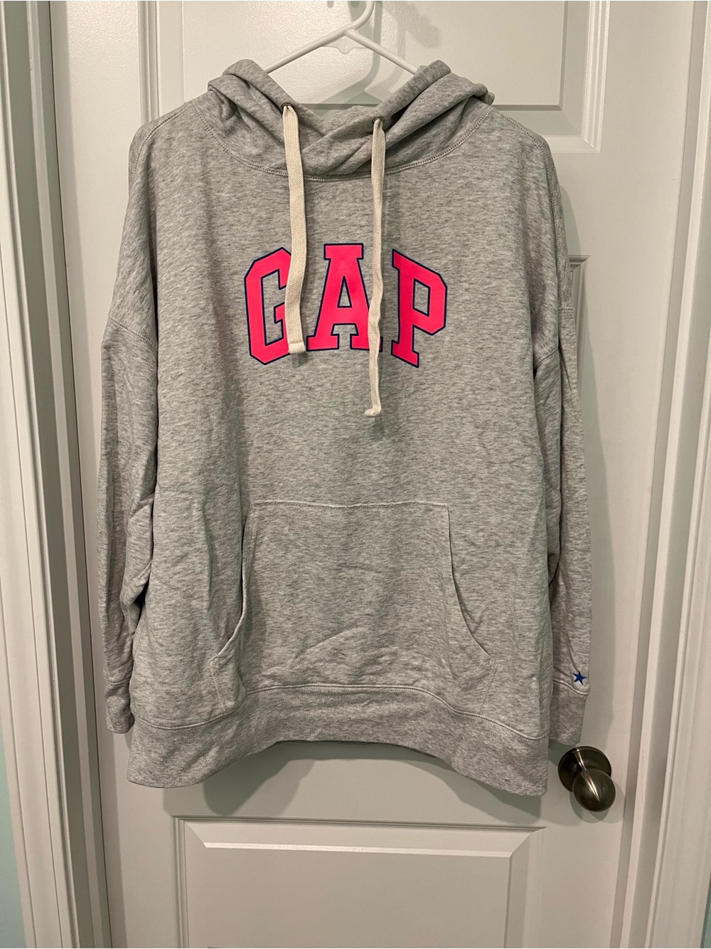 Women’s Gap Gray Hoodie Sweatshirt with Pink Logo